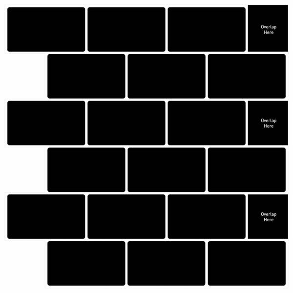 vidaXL Subway Tile 10 pcs Black 30.5 x 30.5 cm Polyurethane and PET
