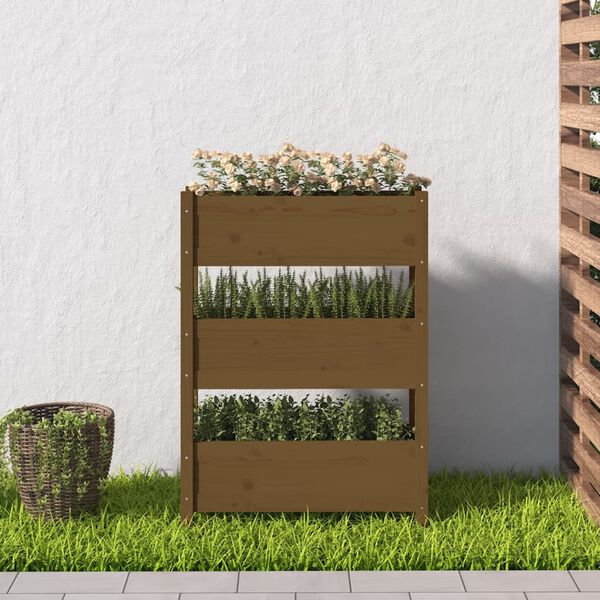 vidaXL Planter Honey Brown 77x25x104.5 cm Solid Wood Pine