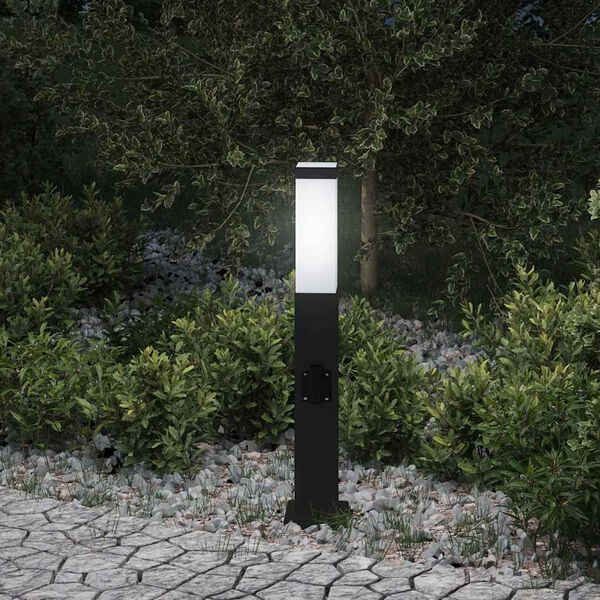 vidaXL Bollard Light with Outlet 50 cm Black IP44