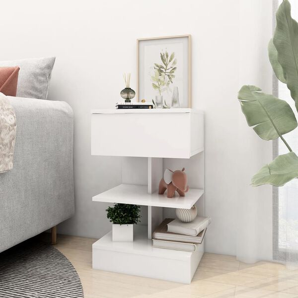 vidaXL Bedside Cabinet White 40x35x65 cm Engineered Wood