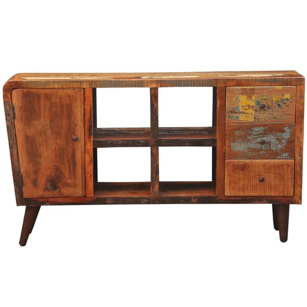 vidaXL Reclaimed Cabinet Solid Wood with 1 Door 4 Shelves 3 Drawers