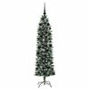 vidaXL Artificial Slim Christmas Tree Green and White 180 cm
