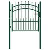 vidaXL Fence Gate with Spikes Steel 100x100 cm Green