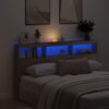 vidaXL Headboard Cabinet with LED Artisan Oak 180x17x102 cm