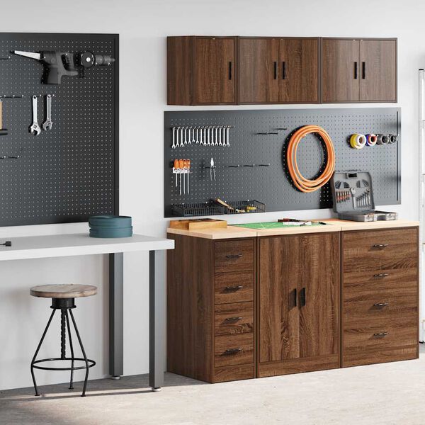 vidaXL Garage Cabinets 2 pcs Brown Oak Engineered Wood