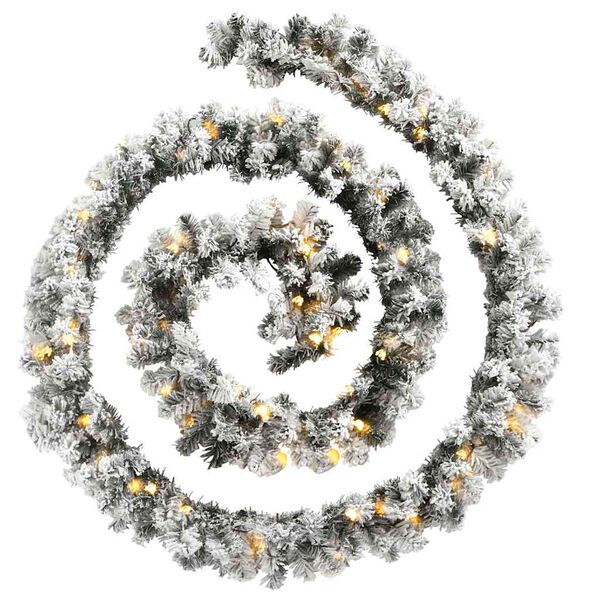 vidaXL Christmas Garland with LED Lights Green 10 m PVC