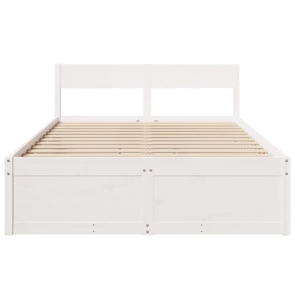 vidaXL Bed Frame without Mattress White 135x190 cm Double Solid Wood Pine