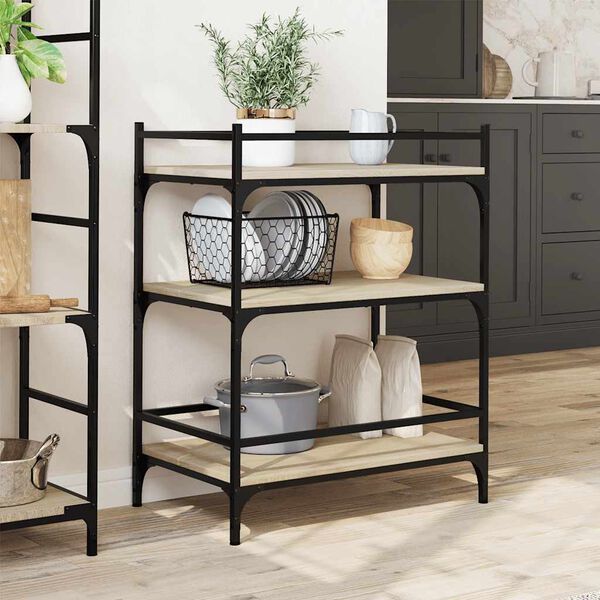 vidaXL Kitchen Trolley Sonoma Oak 65x40x86.5 cm Engineered Wood