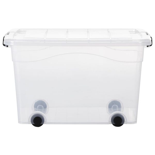 vidaXL Storage Boxes with Wheels & Lids 5 pcs Transparent 60 L