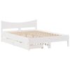 vidaXL Bed Frame with Drawers White 120x190 cm Small Double Solid Wood Pine