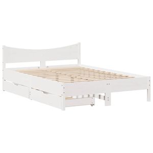 vidaXL Bed Frame with Drawers White 120x190 cm Small Double Solid Wood Pine