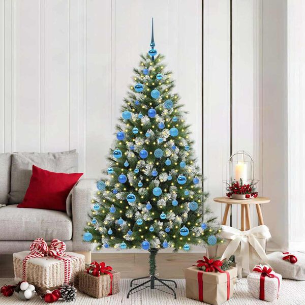 vidaXL Artificial Hinged Christmas Tree with Flocked Snow 180 cm