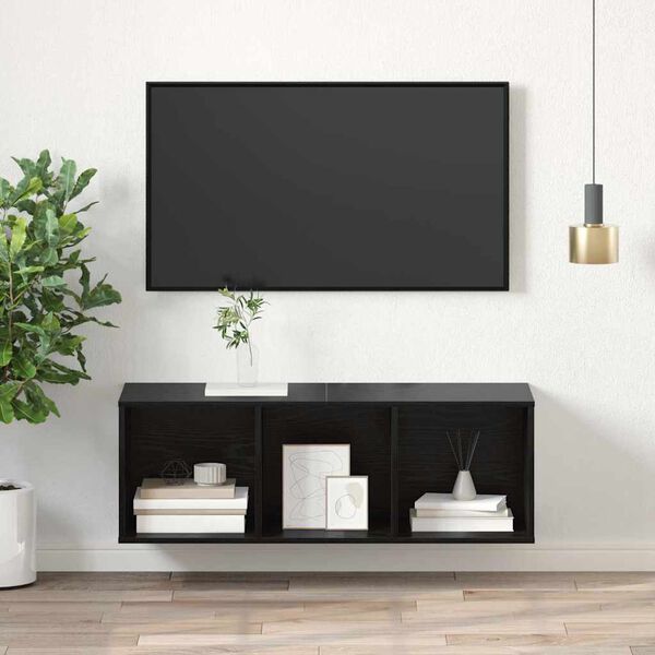 vidaXL TV Cabinet Set Black Oak 37 x 37 x 107 cm Engineered Wood