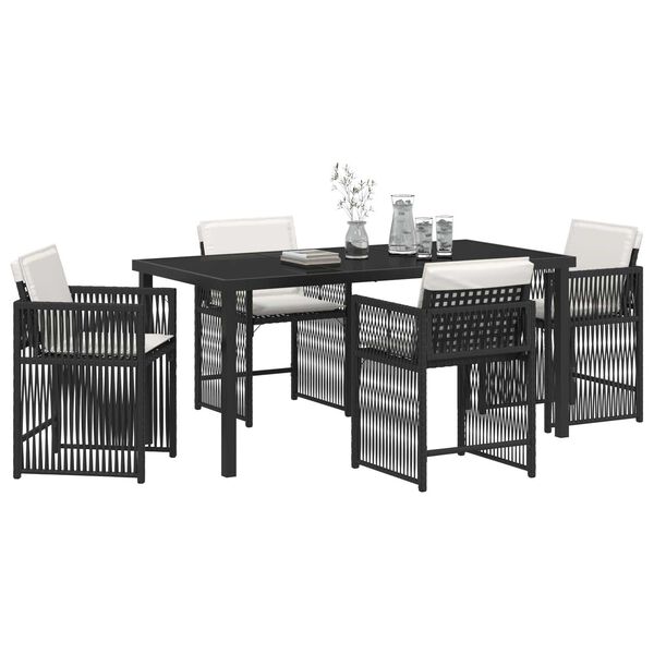 vidaXL Garden Dining Set 5 pcs Black Poly Rattan