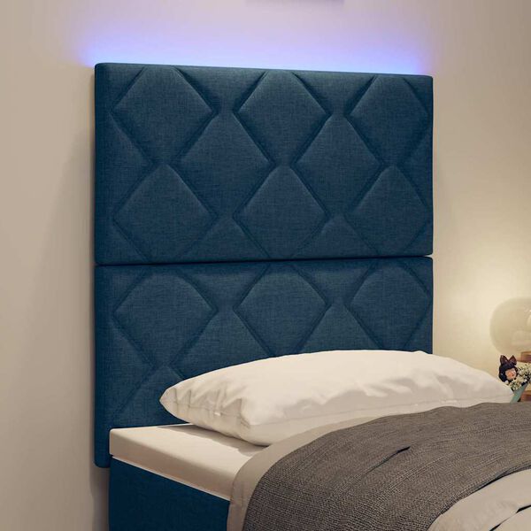 vidaXL Headboard with LED Strip Lights Adjustable Blue 80 cm Fabric