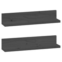vidaXL Wall Shelves 2 pcs Grey 50x11x9 cm Solid Wood Pine