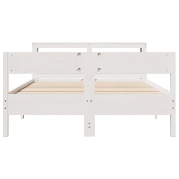 vidaXL Bed Frame without Mattress White 150x200 cm King Size Solid Wood Pine