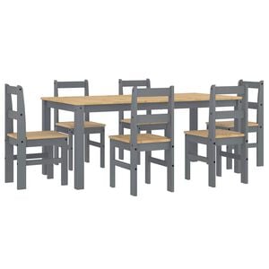 vidaXL 7 Piece Dining Set PANAMA Grey Solid Wood Pine