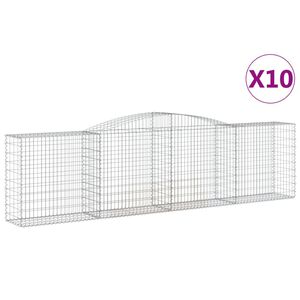 vidaXL Arched Gabion Baskets 10 pcs 400x50x100/120 cm Galvanised Iron