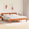 vidaXL Bed Frame with Headboard Wax Brown 180 x 200 cm Solid Pine Wood