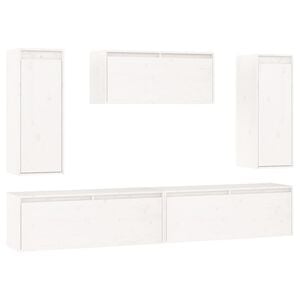 vidaXL TV Cabinets 5 pcs White Solid Wood Pine