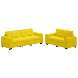 vidaXL Sofa 2 pcs Yellow Velvet