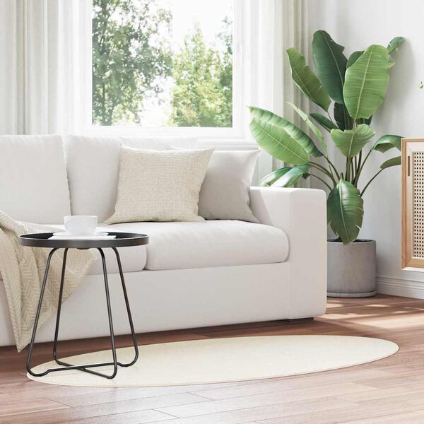 vidaXL Area Rugs Oval HUARTE Cream 150 x 80 cm 100% Polyester