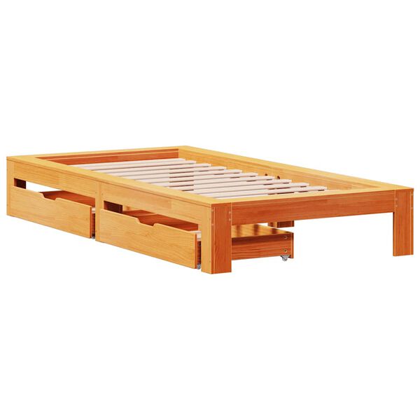 vidaXL Bed Frame without Mattress Wax Brown 90x190 cm Single Solid Wood Pine