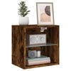 vidaXL Bedside Cabinet with LED Lights Wall-mounted Smoked Oak