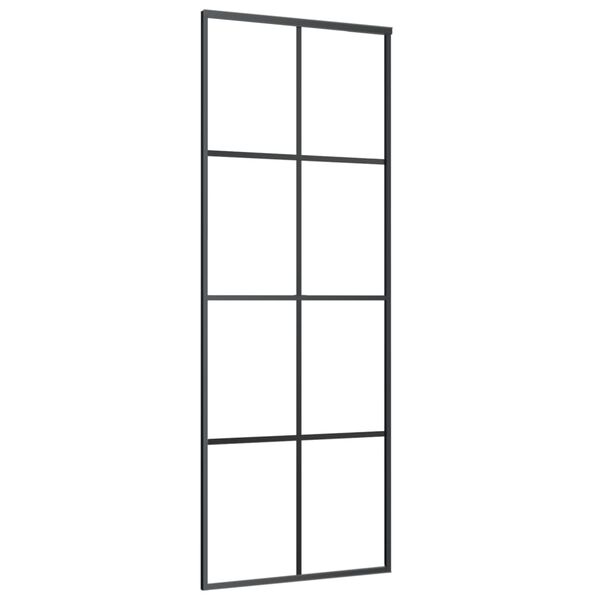 vidaXL Sliding Door Aluminium and ESG Glass 76x205 cm Black
