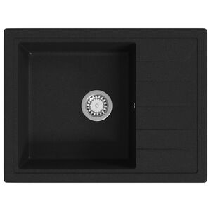 vidaXL Kitchen Sink with Overflow Hole Oval Black Granite