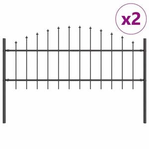 vidaXL Garden Fence 2 pcs Grey 170 x 115 cm Powder-Coated Steel