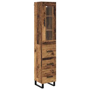 vidaXL Highboard Old Wood 34.5 x 34 x 180 cm Engineered Wood