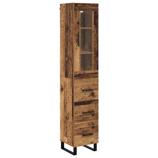 vidaXL Highboard Old Wood 34.5 x 34 x 180 cm Engineered Wood