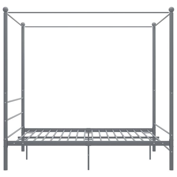 vidaXL Canopy Bed Frame without Mattress Grey Metal 160x200 cm