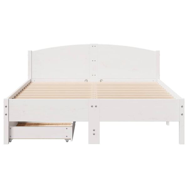 vidaXL Bed Frame without Mattress White 120x190 cm Small Double Solid Wood Pine