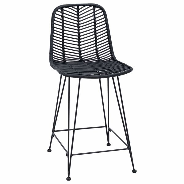 vidaXL Bar Chair 2 pcs Black 44.5 x 54.5 x 97.5 cm Rattan and Iron