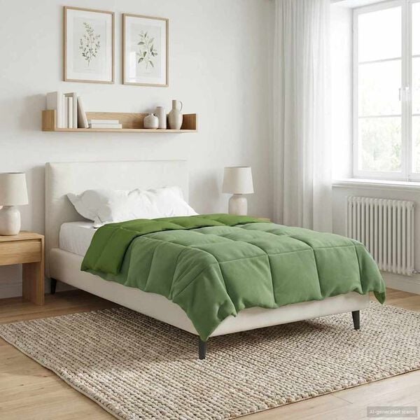 vidaXL Full Year Duvet Quilted Green 155 x 220 cm Microfiber
