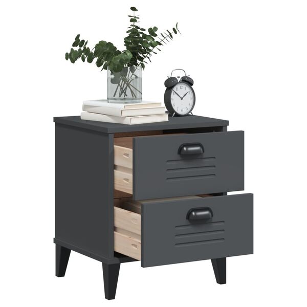 vidaXL Bedside Cabinet VIKEN Anthracite Grey Engineered Wood