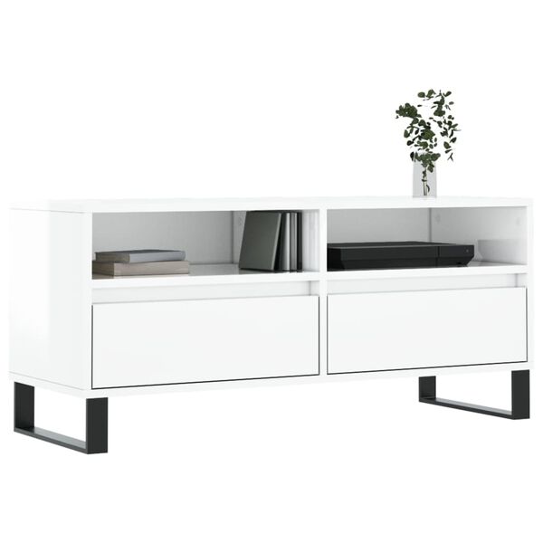 vidaXL TV Cabinet High Gloss White 100x34.5x44.5 cm Engineered Wood