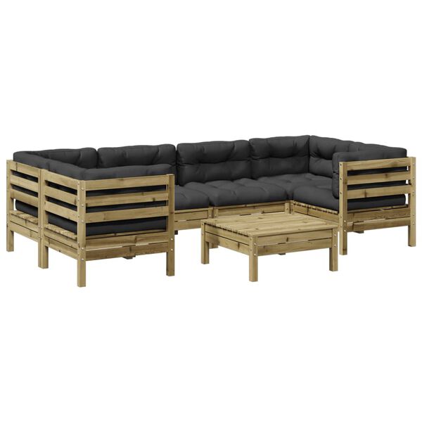 vidaXL 7 Piece Garden Sofa Set with Cushions Impregnated Wood Pine