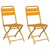 vidaXL Garden Folding Chair 2 pcs Mustard Powder-Coated Steel