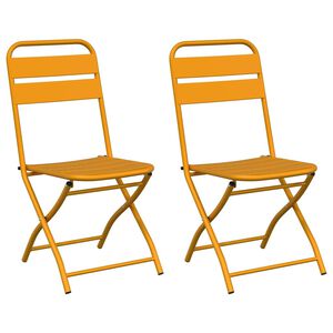 vidaXL Garden Folding Chair 2 pcs Mustard Powder-Coated Steel
