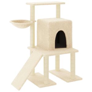 vidaXL Cat Tree with Sisal Scratching Posts Cream 96,5 cm