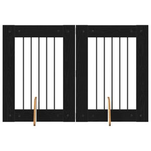 vidaXL Dog Gate with Stands 2 pcs Black Oak 60 x 80 cm Engineered Wood