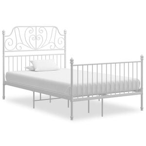 vidaXL Bed Frame without Mattress White Metal 120x200 cm