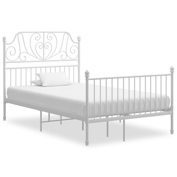 vidaXL Bed Frame without Mattress White Metal 120x200 cm
