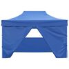 vidaXL Professional Folding Party Tent with 4 Sidewalls 3x4 m Steel Blue