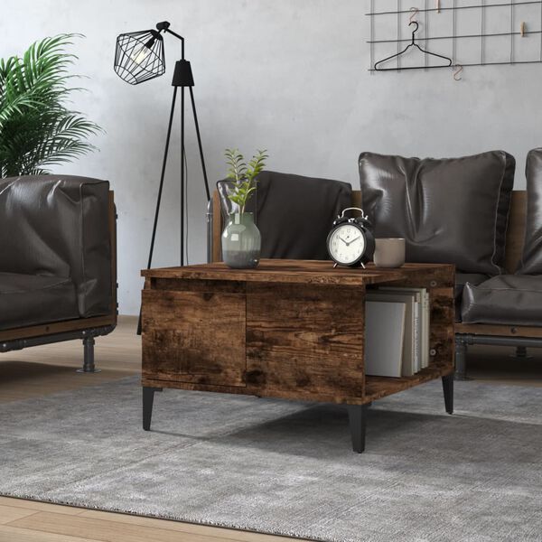 vidaXL Coffee Table Smoked Oak 55x55x36.5 cm Engineered Wood