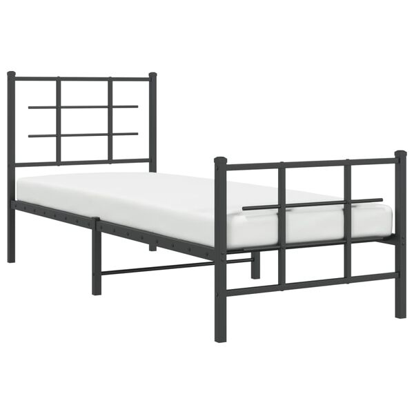 vidaXL Metal Bed Frame without Mattress with Footboard Black 75x190cm